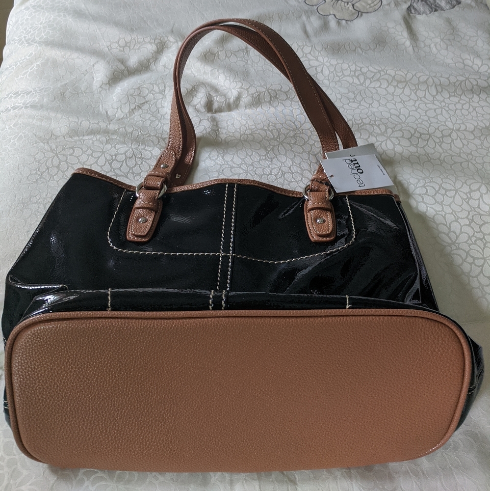 Nine west leather handbag Black/ Tan - Picture 2 of 3